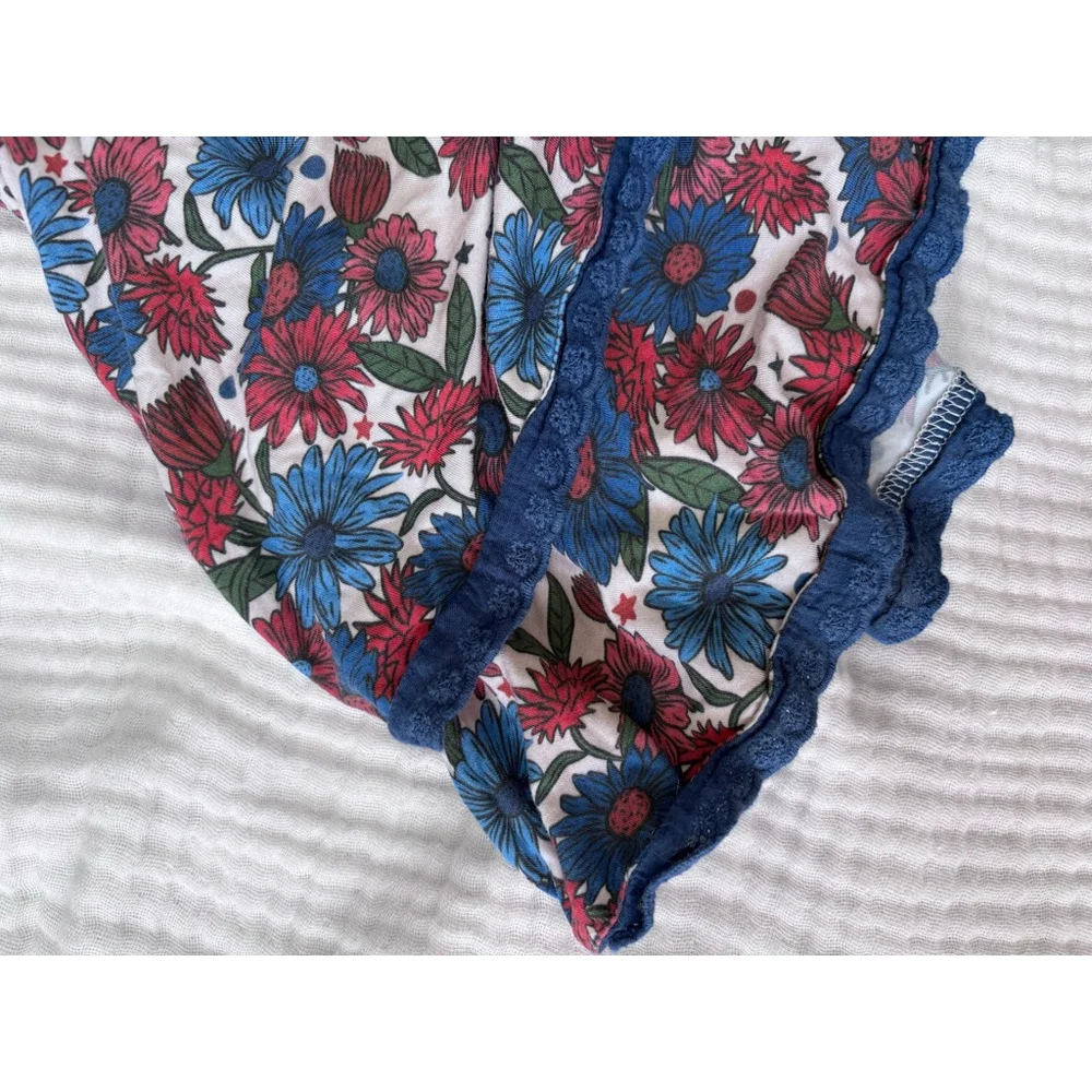 Girls ELIZA CATE and co Floral Blue Red Bamboo Matching Set Size 6